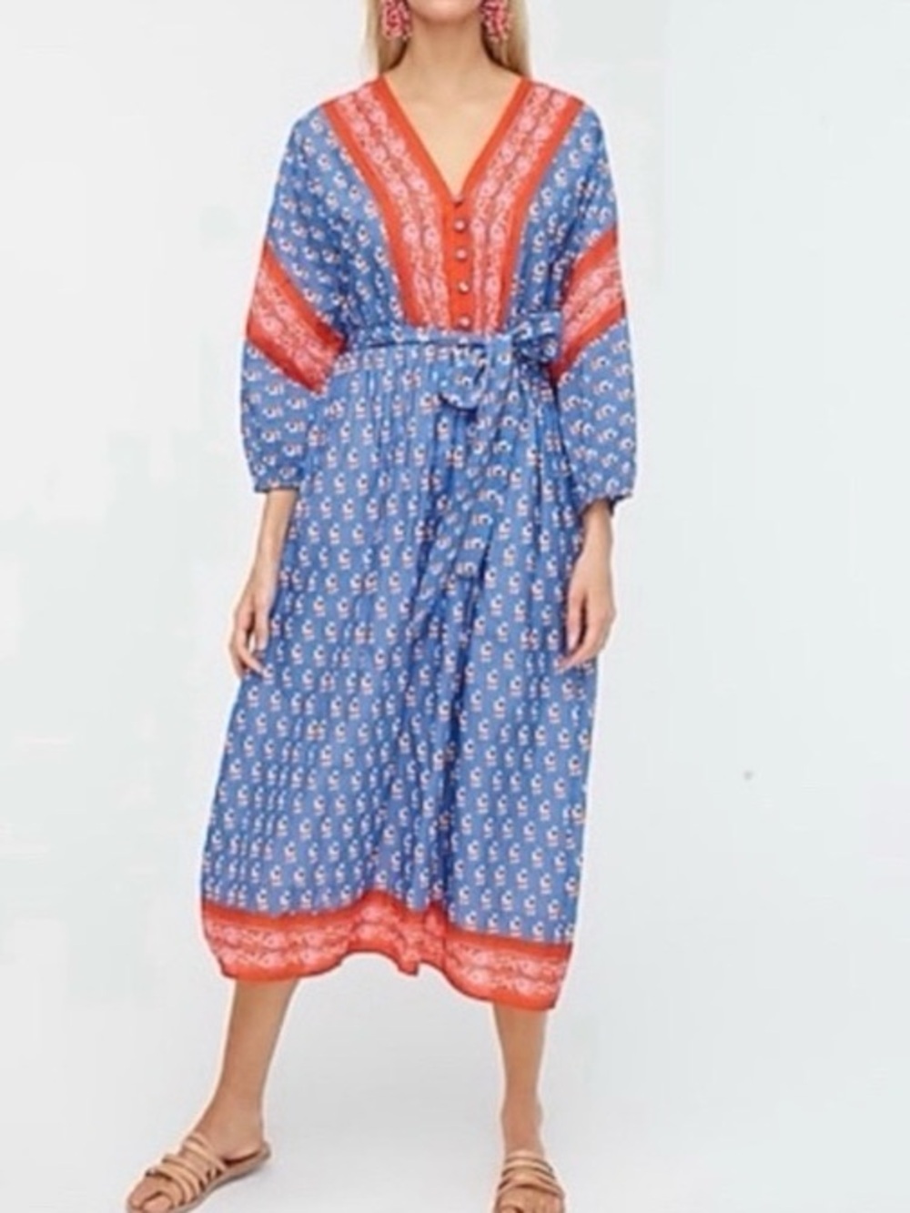 J. Crew V-neck cover-up dress in classic block print